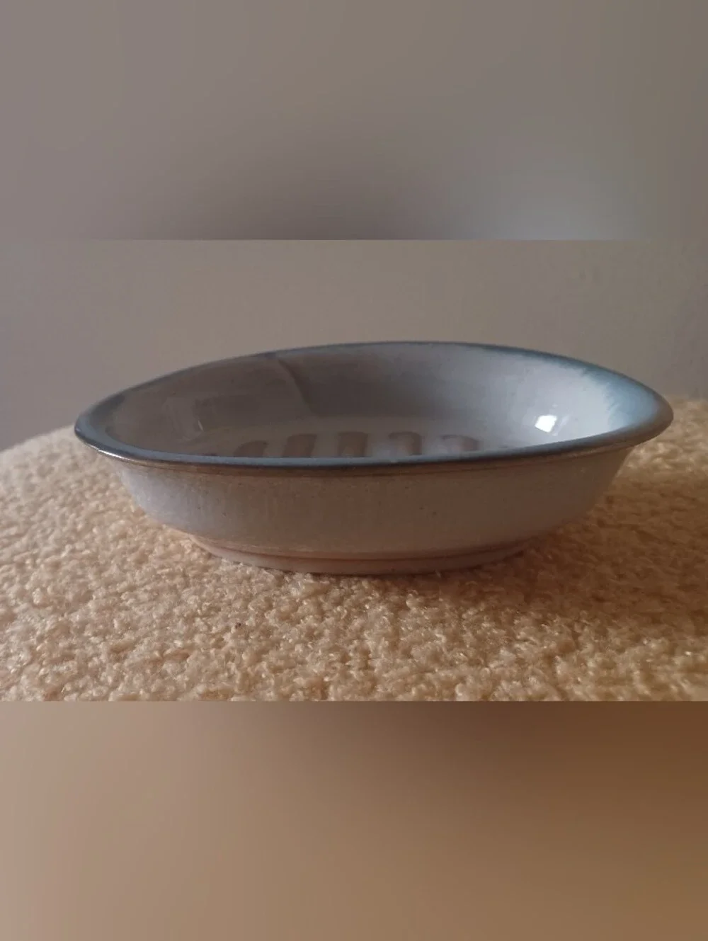 Handmade Ceramic Oval Soap Dish in Blue and White Bay Pottery